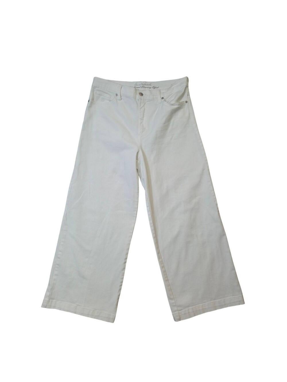 High Rise Wide Leg Crop Jeans Womens 10 White Slimming Stretch Preppy Coastal